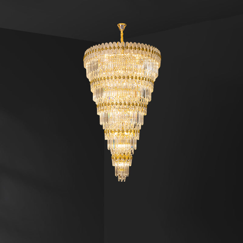 WOMO Tiered Tapered Gold Crystal Chandelier-WM2533