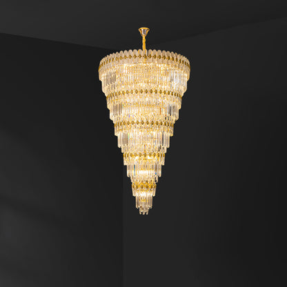 WOMO Tiered Tapered Gold Crystal Chandelier-WM2533