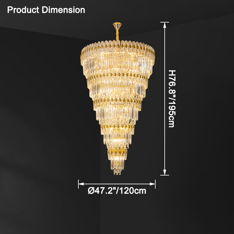 WOMO Tiered Tapered Gold Crystal Chandelier-WM2533