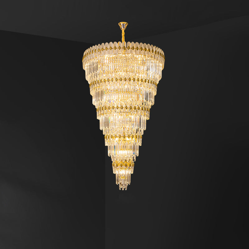 WOMO Tiered Tapered Gold Crystal Chandelier-WM2533