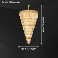 WOMO Tiered Tapered Gold Crystal Chandelier-WM2533