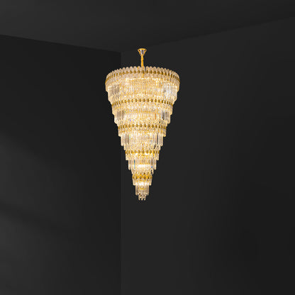 WOMO Tiered Tapered Gold Crystal Chandelier-WM2533