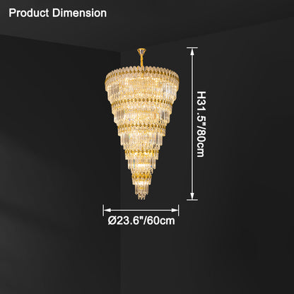 WOMO Tiered Tapered Gold Crystal Chandelier-WM2533