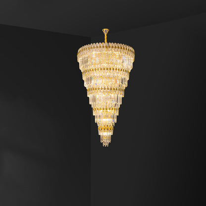 WOMO Tiered Tapered Gold Crystal Chandelier-WM2533