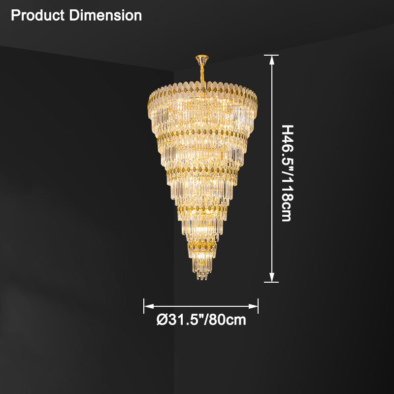 WOMO Tiered Tapered Gold Crystal Chandelier-WM2533