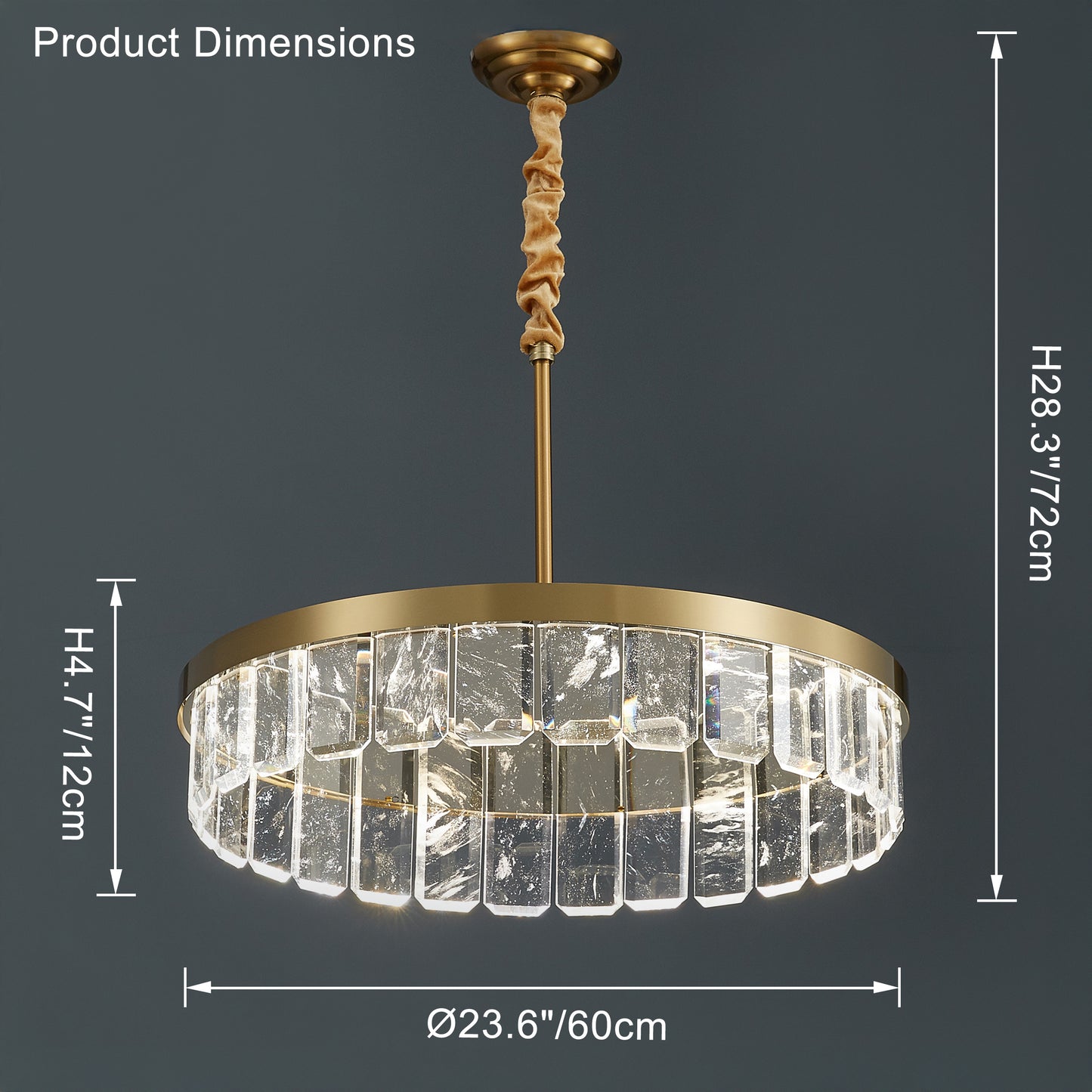 WOMO Gold Crystal Round Chandelier-WM2538