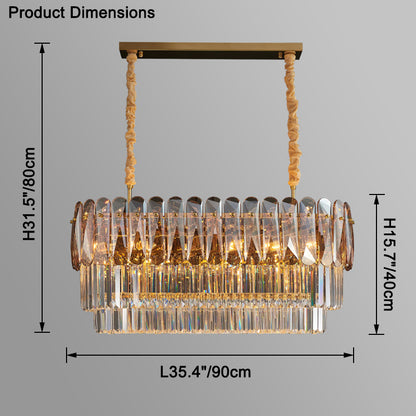 WOMO Tiered Linear Crystal Chandelier-WM2543