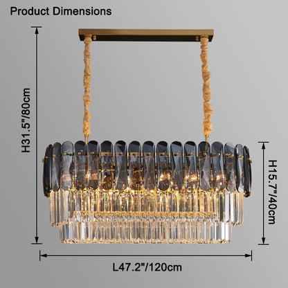 WOMO Tiered Linear Crystal Chandelier-WM2543