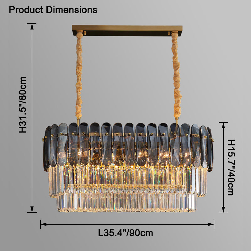 WOMO Tiered Linear Crystal Chandelier-WM2543