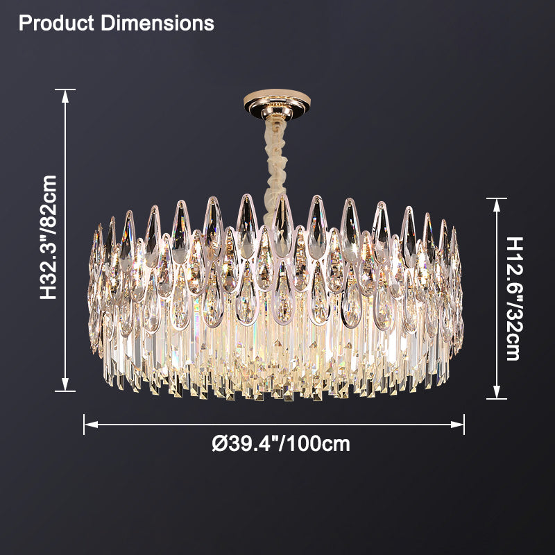 WOMO Rose Gold Round Crystal Chandelier-WM2545