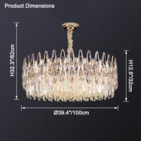 WOMO Rose Gold Round Crystal Chandelier-WM2545