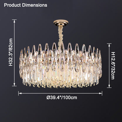 WOMO Rose Gold Round Crystal Chandelier-WM2545