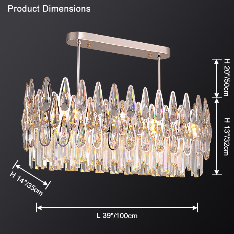 WOMO Rose Gold Linear Crystal Chandelier-WM2546