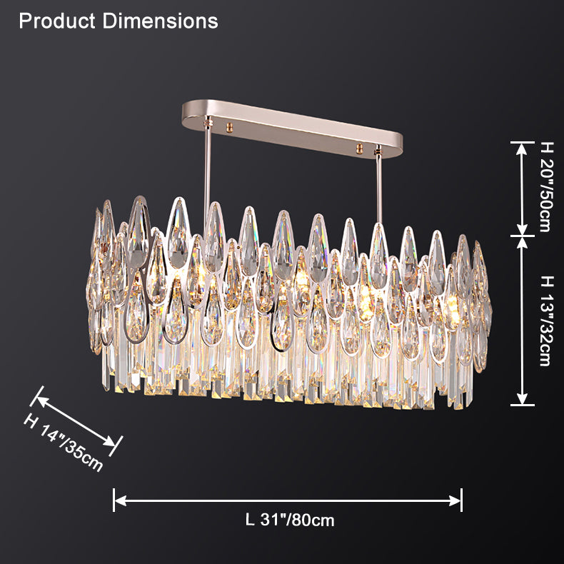 WOMO Rose Gold Linear Crystal Chandelier-WM2546