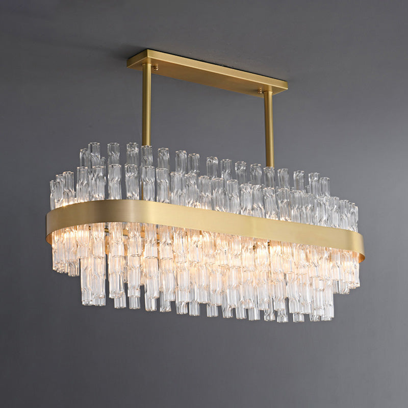 WOMO Gold Rectangular Crystal Chandelier-WM2548