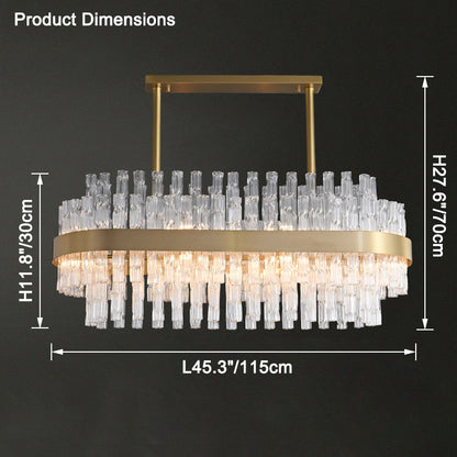 WOMO Gold Rectangular Crystal Chandelier-WM2548