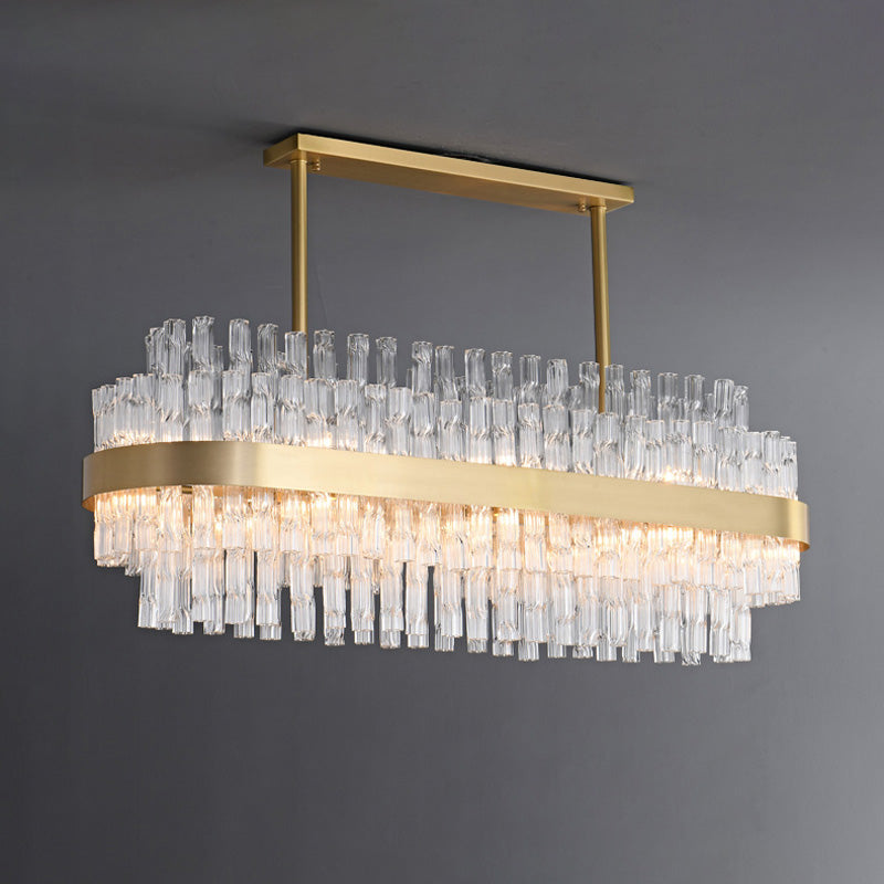 WOMO Gold Rectangular Crystal Chandelier-WM2548