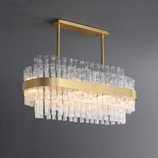 WOMO Gold Rectangular Crystal Chandelier-WM2548