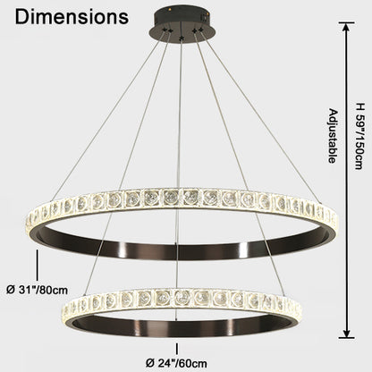 WOMO Tiered Ring Led Crystal Chandelier-WM2549b