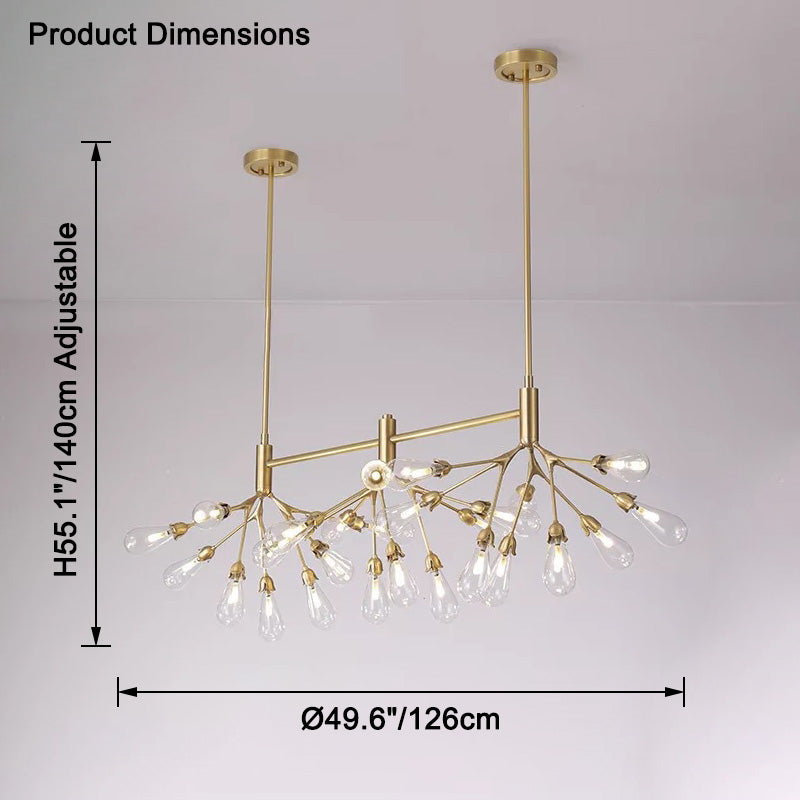 WOMO Firefly Gold Branch Linear Chandelier-WM2553