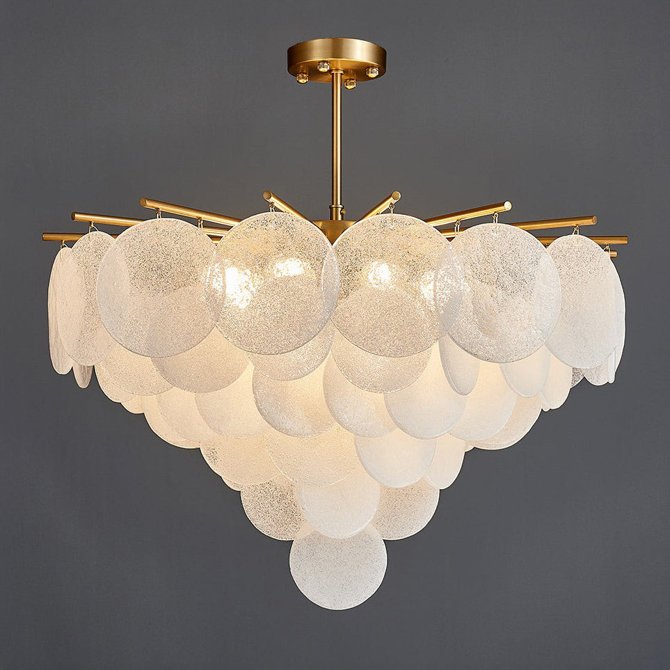 WOMO Tiered Textured Glass Cloud Chandelier-WM2005