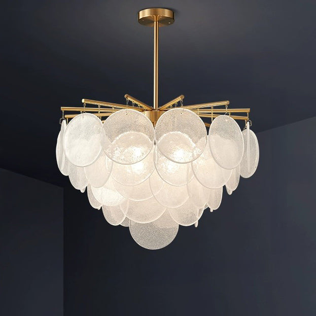 WOMO Tiered Textured Glass Cloud Chandelier-WM2005