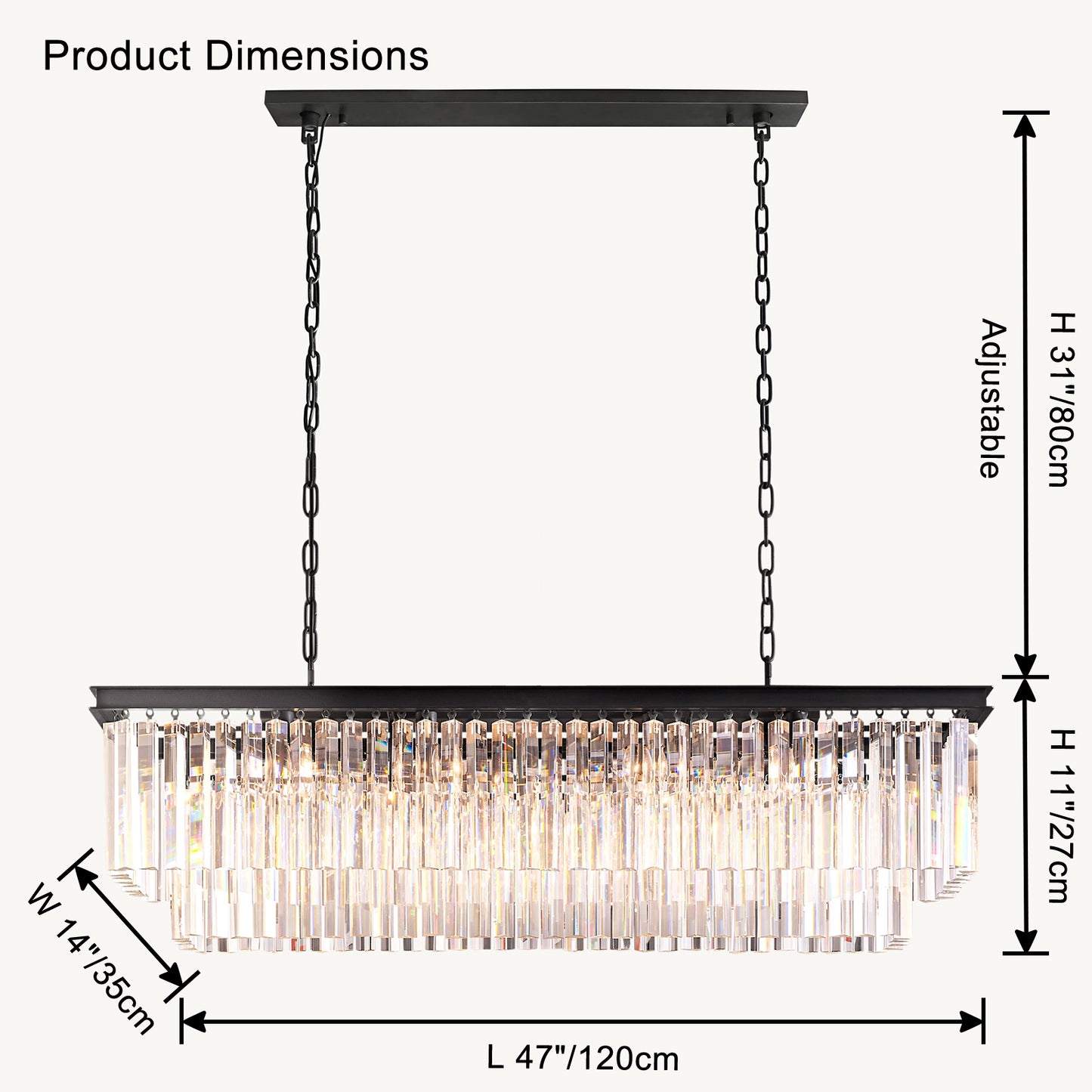 WOMO Rectangular Crystal Chandelier-WM2589