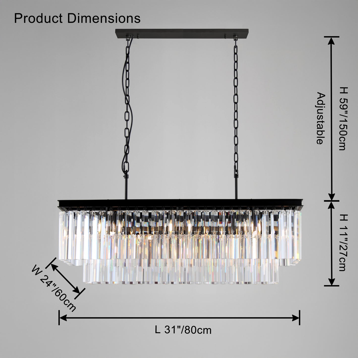 WOMO Rectangular Crystal Chandelier-WM2589