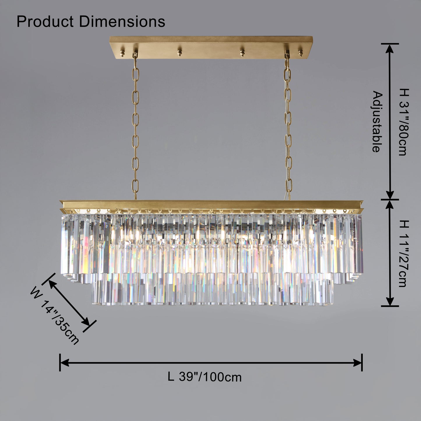 WOMO Rectangular Crystal Chandelier-WM2589