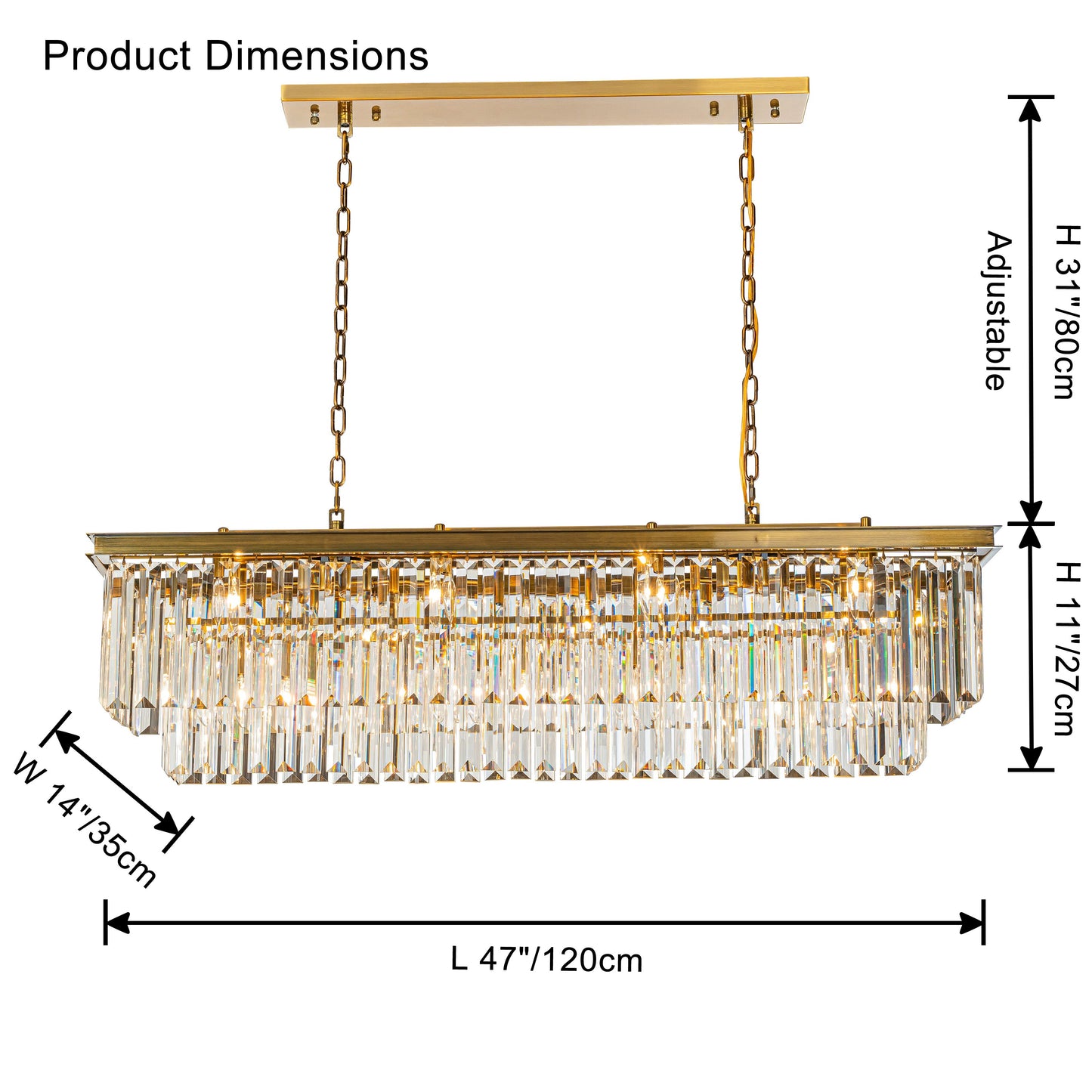 WOMO Rectangular Crystal Chandelier-WM2589