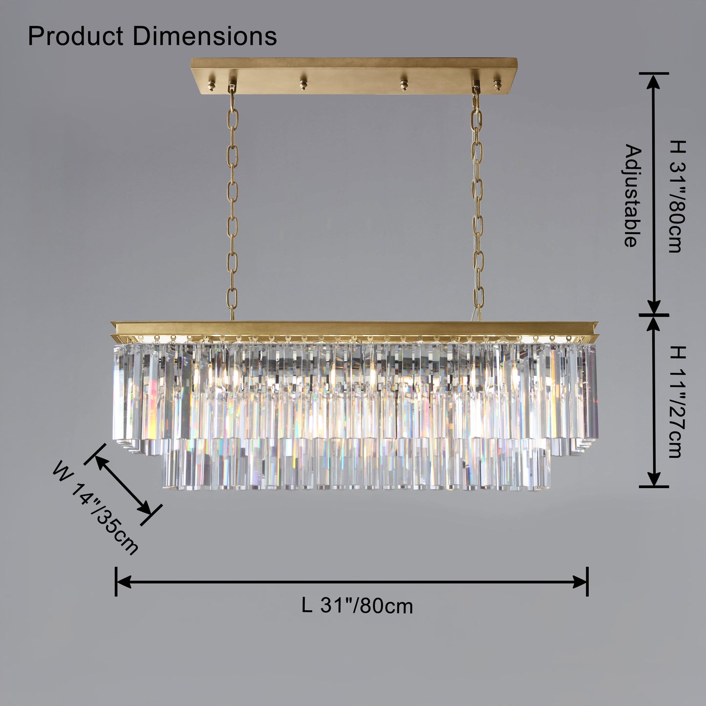 WOMO Rectangular Crystal Chandelier-WM2589