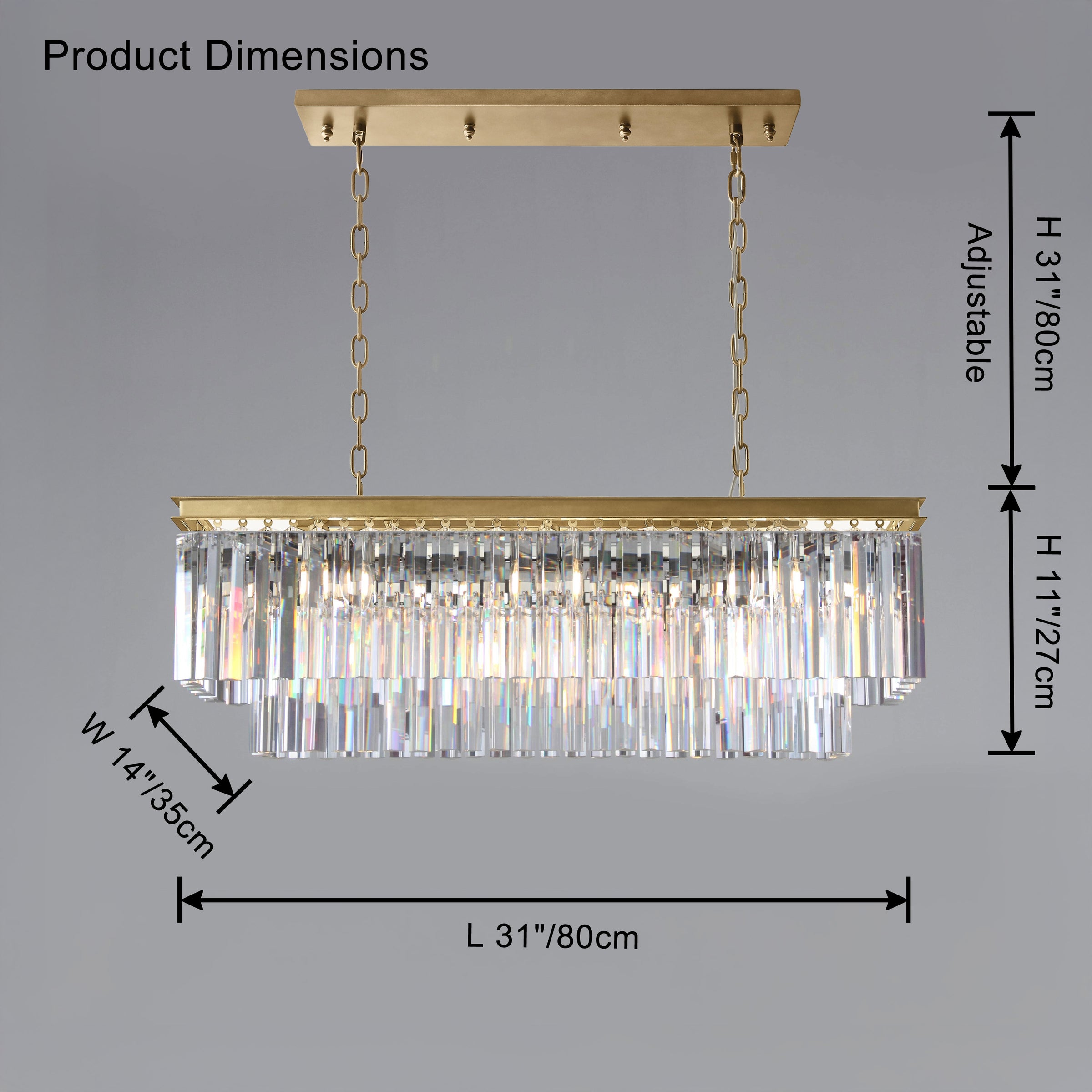 WOMO Rectangular Crystal Chandelier-WM2589