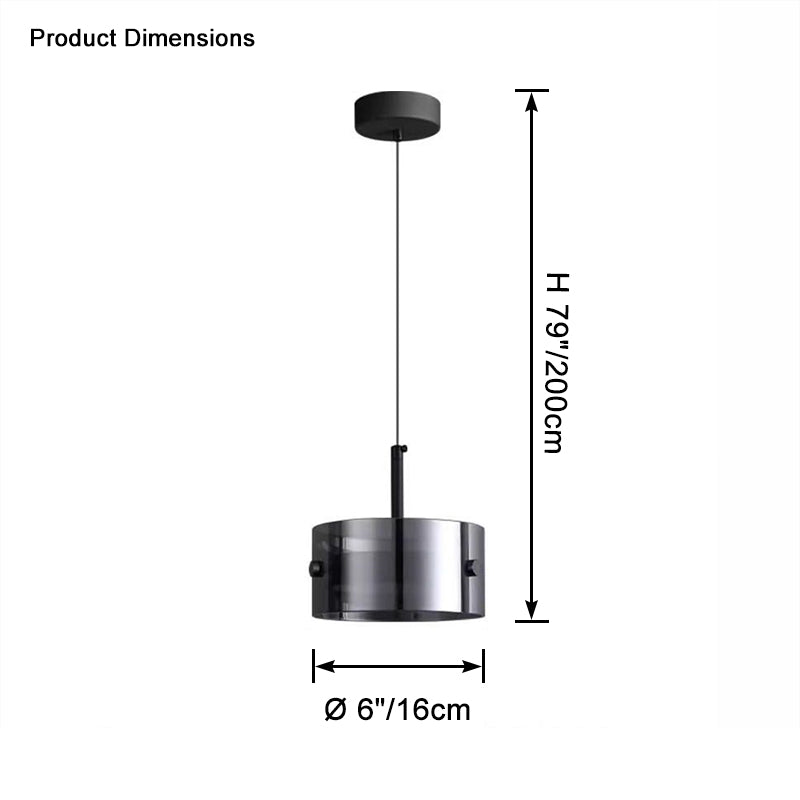 WOMO Black Glass Drum Pendant Light-WM2592