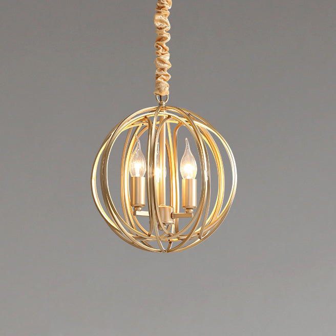 WOMO Gold Orb Cage Chandelier-WM2593