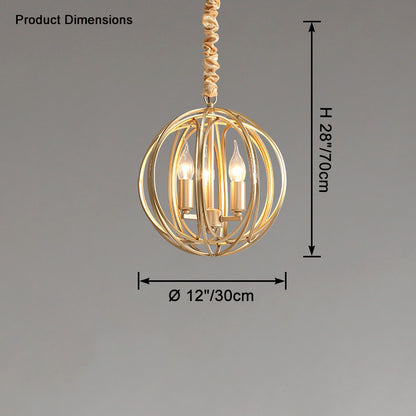 WOMO Gold Orb Cage Chandelier-WM2593