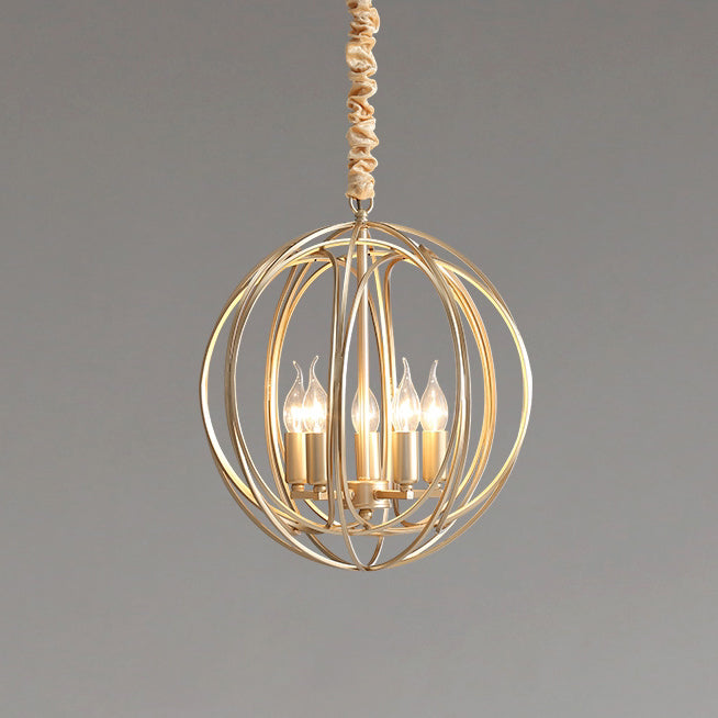 WOMO Gold Orb Cage Chandelier-WM2593