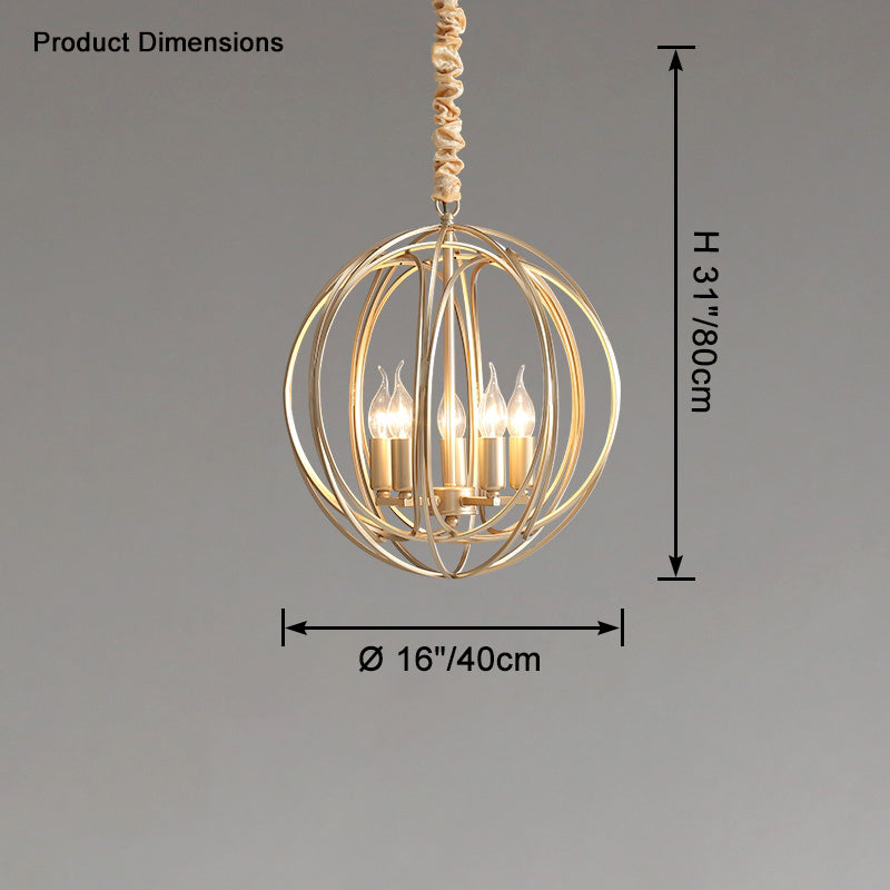 WOMO Gold Orb Cage Chandelier-WM2593