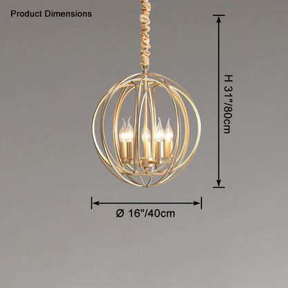 WOMO Gold Orb Cage Chandelier-WM2593