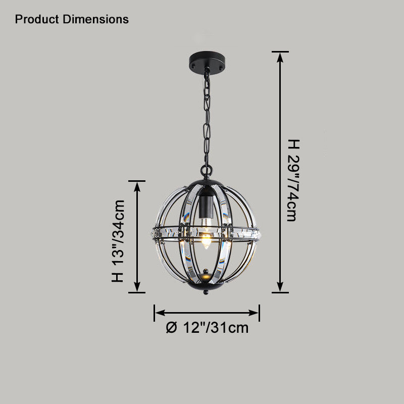 WOMO Cage Crystal Orb Pendant Light-WM2595