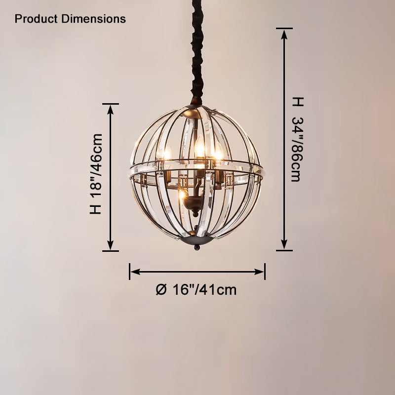 WOMO Cage Crystal Orb Pendant Light-WM2595