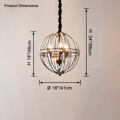 WOMO Cage Crystal Orb Pendant Light-WM2595