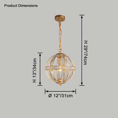 WOMO Cage Crystal Orb Pendant Light-WM2595