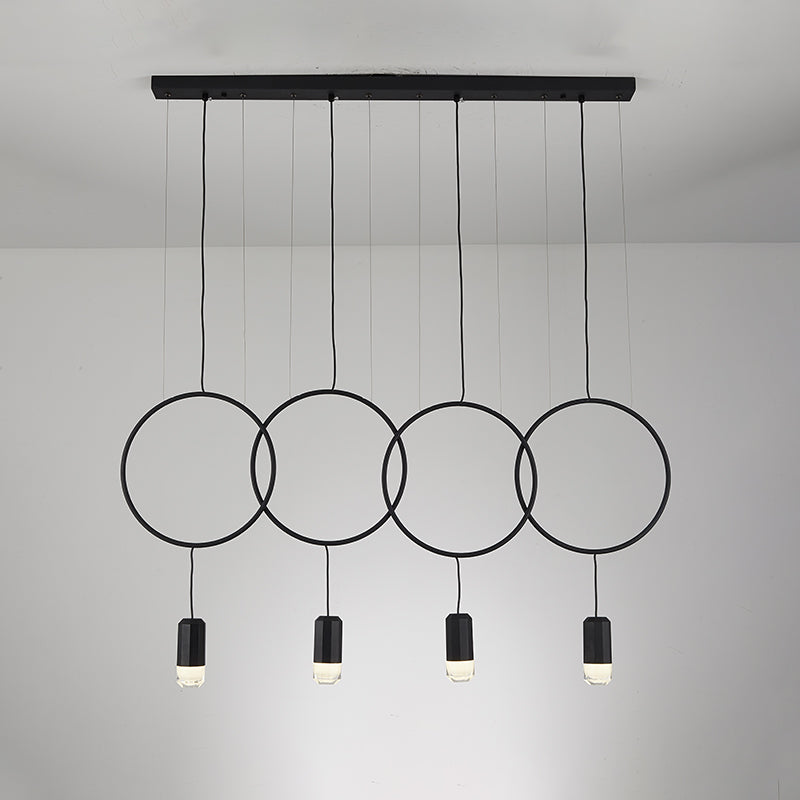 WOMO Staggered Black Ring Pendant Light-WM2609