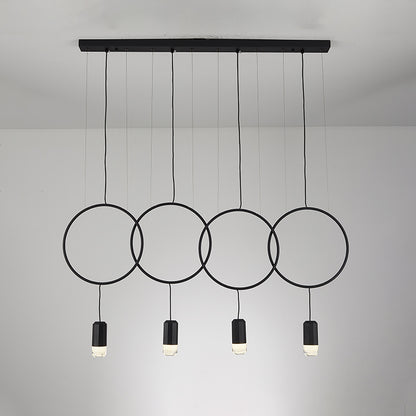 WOMO Staggered Black Ring Pendant Light-WM2609