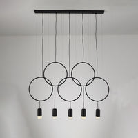 WOMO Staggered Black Ring Pendant Light-WM2609