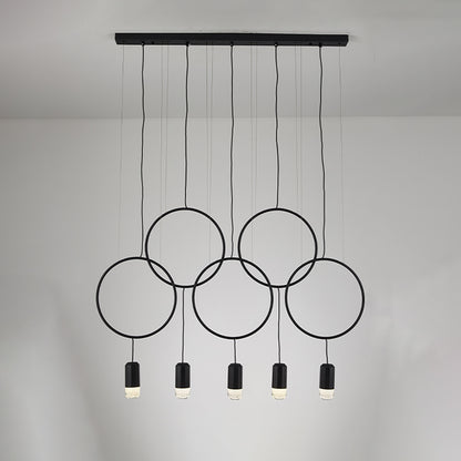 WOMO Staggered Black Ring Pendant Light-WM2609