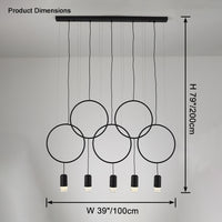 WOMO Staggered Black Ring Pendant Light-WM2609