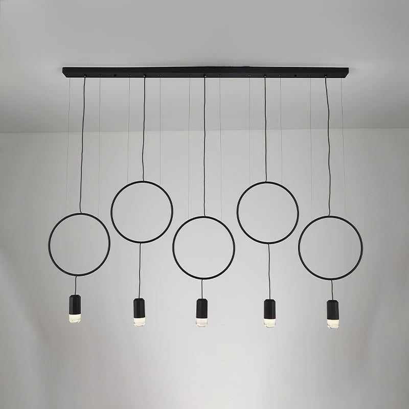 WOMO Staggered Black Ring Pendant Light-WM2609