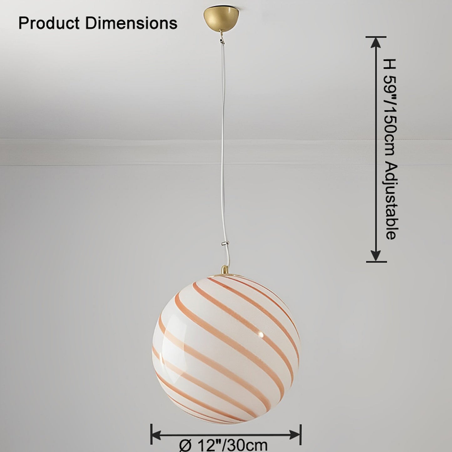 WOMO Swirl Glass Globe Pendant Light-WM2613