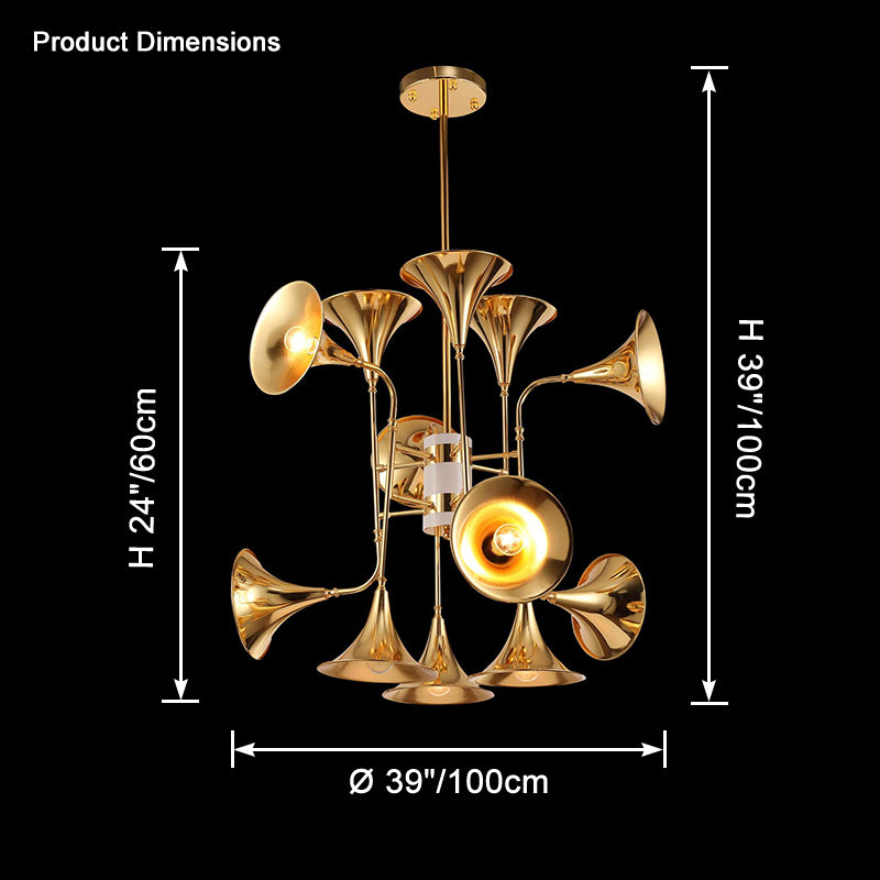 WOMO Gold Trumpet Art Deco Chandelier-WM2614